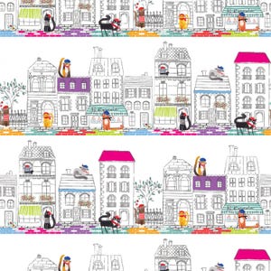 Cats in Paris Stripe Multi - Cats in Paris - Terry Runyan - Benartex - Quilters Cotton 16453B-99