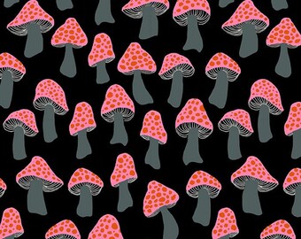 Mushrooms Black - Firefly - Sarah Watts - Ruby Star Society - Moda - 100% Cotton Quilting Fabric Yardage