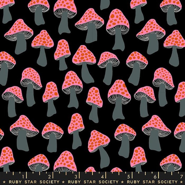 Mushrooms Black - Firefly - Sarah Watts - Ruby Star Society - Moda - 100% Cotton Quilting Fabric Yardage