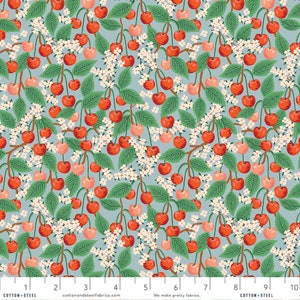 Cherry Blossom Light Blue - Orchard- Anna Bond Rifle Paper Co - Cotton + Steel - 100% Quilters Cotton