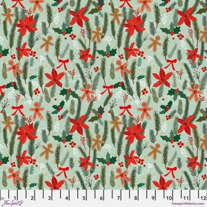 Ginger Heart Sage - Christmas Spirit - Mia Charro - Freespirit Fabrics 100% Quilters Cotton