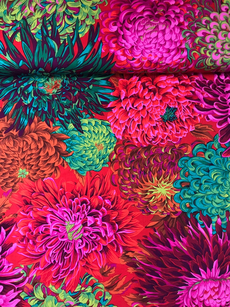 Japanese Chrysanthemum Scarlett Philip Jacobs Kaffe Fassett Collective PWPJ041 100% Quilters Cotton image 5