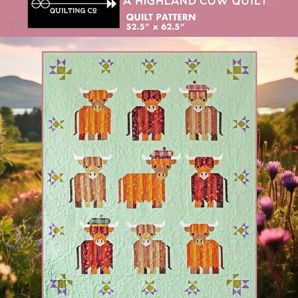 Mini Coos Quilt Pattern A Highland Cow Quilt - Art East Quilting Co - Scrap Friendly