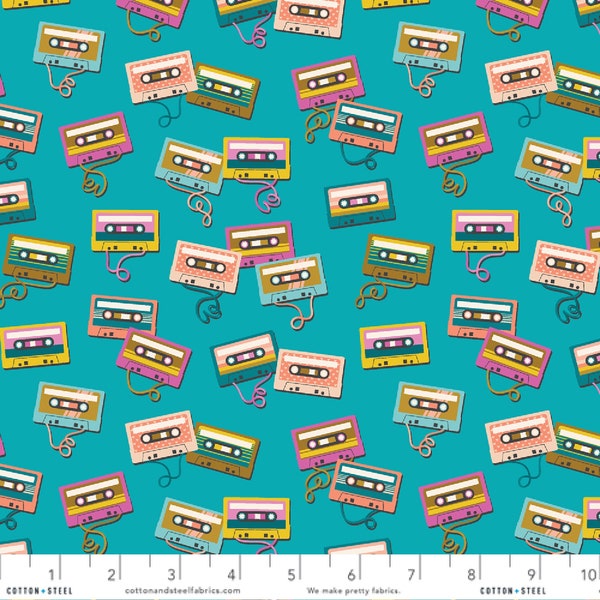 B-Side Trendsetter Turquoise East Coast by Megan Kampa for Cotton + Steel Fabrics - Quilters Cotton MK102-TR2