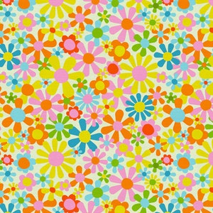 Flowers Multi - Drivin&#39; Down 9 - Lysa Flower - Paintbrush Studio Fabric 100% Quilters Cotton