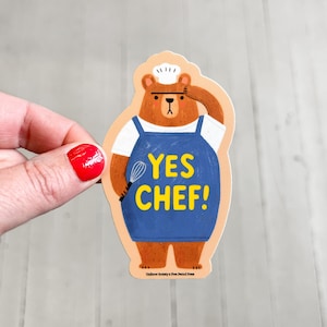 Ja Chef Bear-vinylsticker | Vinylstickers voor laptops, planners en waterflessen | Illustratie | Leuke sticker | Cadeau voor jezelf