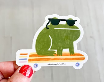 Vinylsticker kikker skateboard | Laptop, bidonsticker