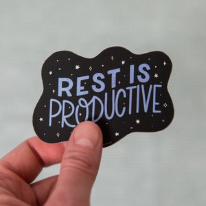 Rest is Productive Vinyl Decal Sticker | Vinyl Decal Stickers for Laptops, Planners and Water Bottles | Workaholic | Quote Sticker | Gift