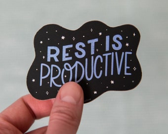 Rest is Productive Vinyl Decal Sticker | Vinyl Decal Stickers for Laptops, Planners and Water Bottles | Workaholic | Quote Sticker | Gift