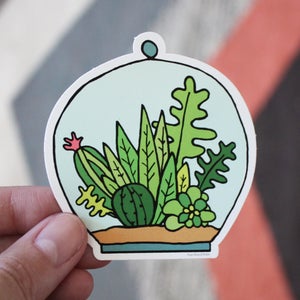 Succulent Terrarium Cactus Plant Vinyl Decal Sticker | Vinyl Decal Stickers for Laptops, Planners, and Water Bottles | Plant Sticker | Gift