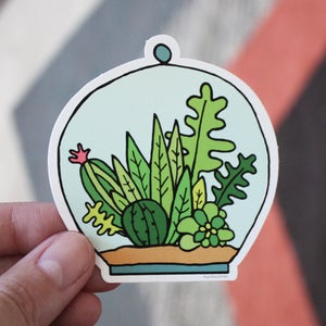Calcomanía de vinilo con suculentas, cactus y terrarios. Calcomanías de vinilo para portátiles, agendas y botellas de agua. Calcomanía de planta. Regalo.