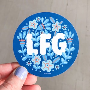 Sticker vinyle LFG | décalcomanies en vinyle pour ordinateurs portables, agendas et bouteilles d'eau | Sticker lettrage | Illustration florale | Cadeau
