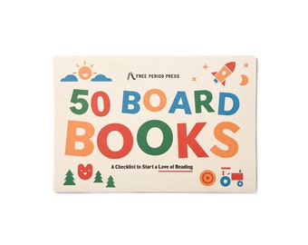 50 Board Books: A Checklist to Start to a Love of Reading | Book Checklist | Reading Tracker | Reading Challenge | Gift for Kids | Bookmark