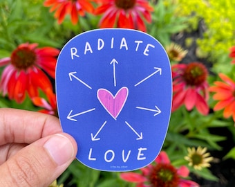 Radiate Love Vinyl Decal Sticker | Vinyl Decal Stickers for Laptops, Planners, and Water Bottles