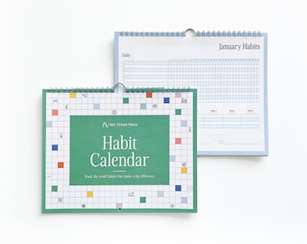 Habit Tracker Calendar | Undated 12-Month Spiral Bound Planner | 8x10