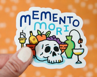 Autocollant vinyle Memento Mori | Stickers pour ordinateurs portables, agendas et gourdes