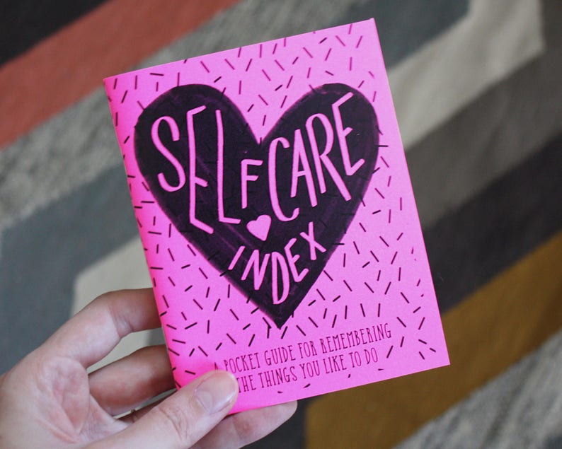 Self Care Index: A Pocket Guide for Remembering the Things You Like To Do Self Care Zine Workbook Helpful Prompts 4.25 x 5.5 Booklet image 1