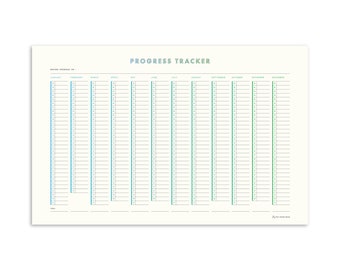 Progress Tracker Poster | 11 x 17 Daily Habit Tracker for Goals and Projects | Reading Tracker | Work Out Tracker | Meditation Tracker