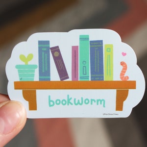 Bookworm Vinyl Decal Sticker | Vinyl Decal Stickers for Laptops, Planners, and Water Bottles | Cute Sticker | Gift for Bookworm | Book Lover