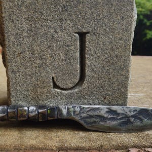 Large hand forged railroad spike knife