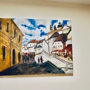 oil paint ,Original paint , german city ,a german city landscape, house decorating ,decorative picture, painting on canvas