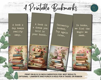 Digital Printable Bookmarks Digital Bookmark Instant Download Bookmark for Book Lovers Bookmarks for Readers Perfect Gift for Bookworms Book