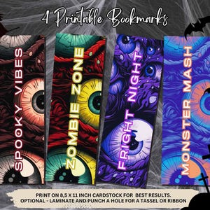 Halloween Printable Bookmarks Scary Digital Bookmark Instant Download Horror Bookmark for Book Lovers Perfect Gift for Bookworms Book Spooky
