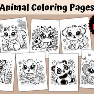 Animal Coloring Pages Kids Coloring Page 50 Coloring Pages Etsy