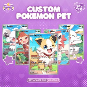 Animaux PokePaw personnalisés | Cartes Poke | Image numérique | Animaux monstres PokePet | Cartes Poke personnalisées | Cadeau de conceptions numériques de cartes Poke Card personnalisées