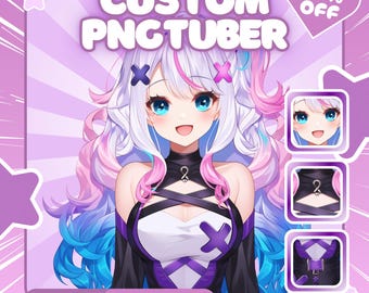 Custom Anime PNGTuber Model, custom Anime PNGtuber Avatar, live2d, model, character, streaming vtuber commission, VTuber Avatar Design