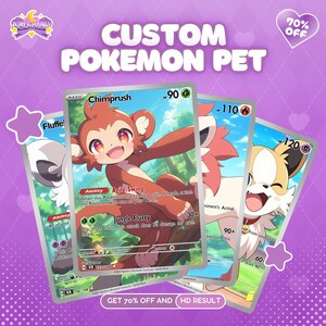 Carte personnalisée pour animal de compagnie Pokémon | Portrait d'animal de compagnie animé | Animal de compagnie drôle de Pokémon | Art animalier de dessin animé personnalisé | Cadeau numérique pour animal de compagnie | Carte pour animal de compagnie dessinée à la main