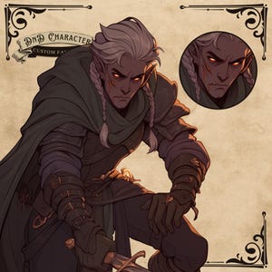 Custom Fantasy Character | RPG Character | Dungeon and Dragons | DnD Portrait character commission | Anime Styled DnD Characters Fantasy