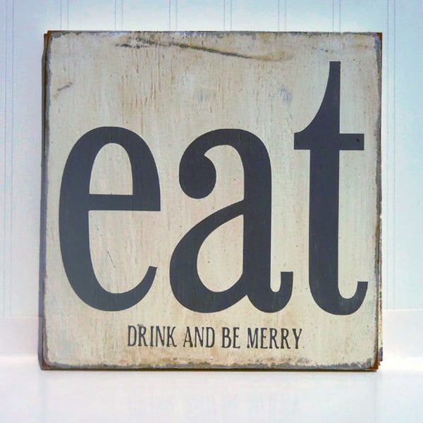 Cucina parete Art Decor-mangiare, bere ed essere segno legno allegro tipografia