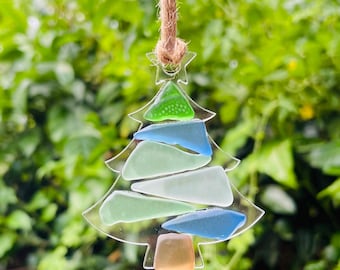 Sea Glass Christmas Tree Ornament | Handmade Coastal Holiday Decoration