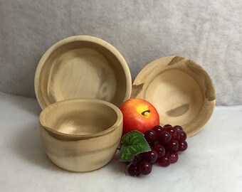 Made In Maine Beautiful Set of 3 Hand Turned Maple Wooden Bowls