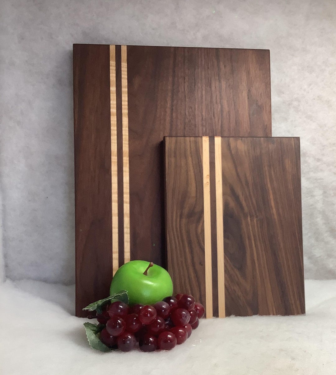 Made In Maine “ The Home Chef” set of 2 walnut cutting boards. Large Ungrooved 11”x 15” and 7 1/2” x 10”