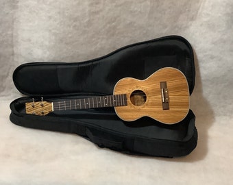 Custom Built and finished in Maine.  Zebrawood (Zebrano) Tenor Ukulele