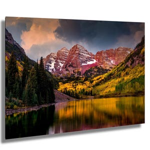Maroon Bells Sunrise Print: Aspen Fall Colors, Colorado Landscape