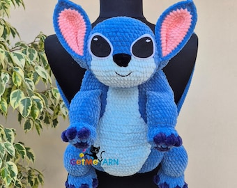 Handgemacht Plüsch Blauer Alien Rucksack: Kuscheltier Tasche für Kinder
