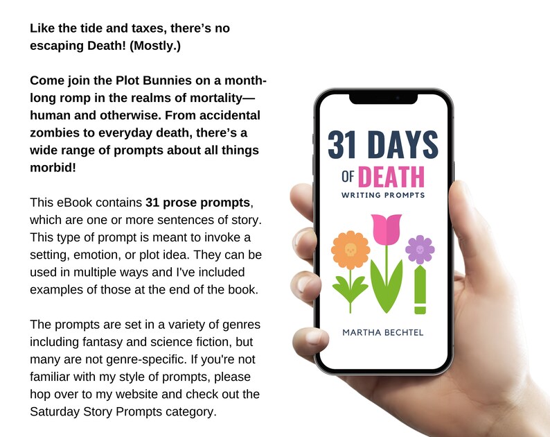 31 Days of Death : Writing Prompts eBook, Digital Download, Printable, PDF image 2