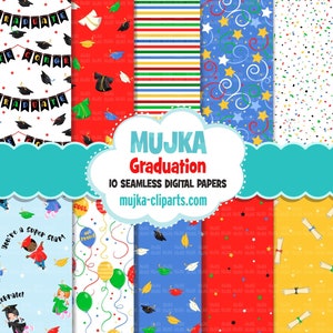 Papeles digitales de graduación, papeles digitales escolares, patrones de graduación sin costuras, patrón imprimible escolar, fondo digital, regalos para maestros