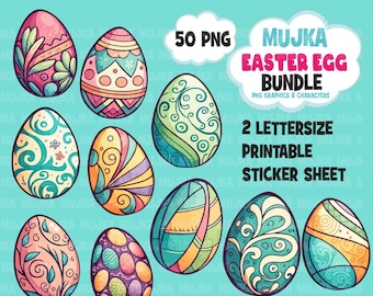 Easter Egg Bundle, Easter egg Clipart, watercolor Easter egg png, Easter printable stickers, Easter egg sublimation designs, hand drawn