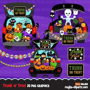 Trunk or treat clipart, Halloween clipart, trunk or treat download, sublimation designs, trunk or treat png, trunk or treat halloween png