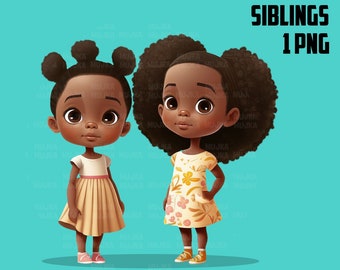 Black girls art, siblings png, friends png, family png, black girls clipart, valentine girls, black girl joy, twins png, birthday girl png