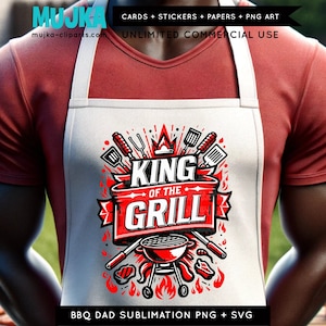 Rey de la parrilla Png SVG, Chillin And Grilling, Grill Master, Diseño de sublimación, BBQ Dad SVG, Delantal Png, Regalo del día del padre, Delantal de barbacoa