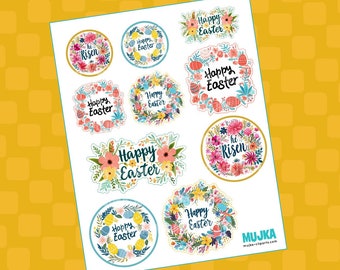 Easter Stickers, printable stickers, Sublimation designs, Religious Stickers, floral stickers, PNG Digital download, Floral Easter Frames