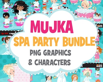 Spa Clipart Bundle, spa Sublimation Designs digital download, Spa birthday Party Graphics for girls, spa black girls png, spa coloring pages