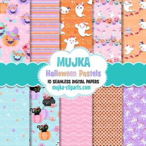 Niedliche digitale Halloween-Papiere, rosa Halloween-nahtlose Muster, rosa Kürbisse, Halloween-Babypartyhintergrund, Pastell-Halloween-PNG