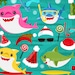 Shark Clipart. Christmas Shark Graphics, Shark Characters With Noel ...
