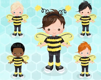 Bumblebee Boys clipart. Cute summer birthday characters, shop logo graphics,  , sublimation, Sublimation Designs clip art costume